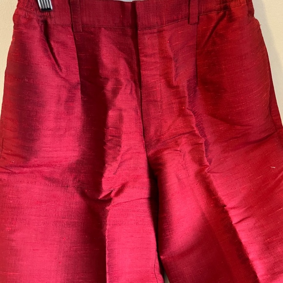 Silk Red Trouser Pants - Picture 3 of 5